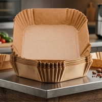 Незалепващи хартиени подложки за Air Fryer 16 x 16 x 4.5 cm – 100 бр. - топлоустойчиви до 240°C FS-23311 FS-23311