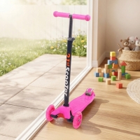Детска сгъваема тротинетка 21st Scooter със светещи силиконови колела, розова FS-23039 FS-23039
