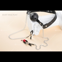Каишка с топка за уста и клипси за гърдите за еротични игри STL161 STL161 STL161