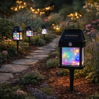Градиска соларна лампа HW-889C-1 с декоративни Led лампички Fairy lights - мека, цветна светлина FS-22885 FS-22885