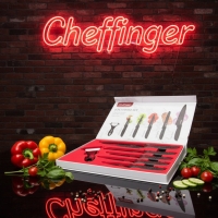 Комплект кухненски ножове Cheffinger – 6 части с мраморно покритие и магнитна кутия KN1 KN1
