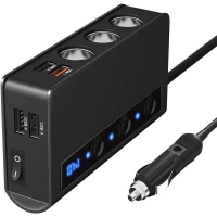 Разклонител за запалка на кола с 3 гнезда и 4 USB порта CA26 CA26
                                                                                    , видео CA26