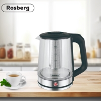 Електрическа стъклена кана с филтър от неръждаема стомана Rosberg R51230R, 1500W,2L FS-13342 FS-13342