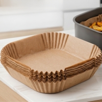 Незалепващи хартиени подложки за Air Fryer 23 x 23 x 4.5 cm – 100 бр. - топлоустойчиви до 240°C FS-23322 FS-23322
