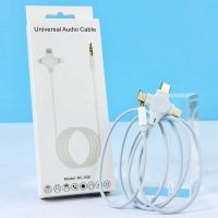 Универсален аудио кабел 3,5 mm към 2 Lightning+Type-C,Bluetooth връзка,AUX RC-008 FS-14500 FS-14500