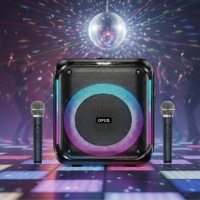 Караоке тонколона с Bluetooth, дистанционно управление и 2 безжични микрофона, 30W звук и LED светлинни ефекти FS-22426 FS-22426