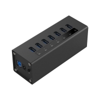 Алуминиев 7 портов USB 3.0 хъб Orico с 12V2.5A захранващ адаптер FS-1056 FS-1056