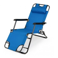 Сгъваем син шезлонг с възглавница - комфорт и релакс CHAIR18-син CHAIR18-син