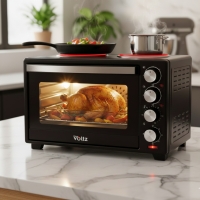 Готварска печка Voltz с фурна и 2 котлона 3200W, компактна електрическа печка за кухня FS-22259 FS-22259