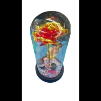 Вечна роза в стъкленица с LED осветление и влюбени фигурки FS-18251 FS-18251