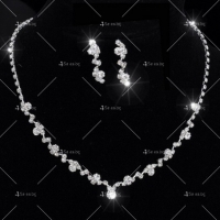 Сребърен комплект колие с обеци с инкрустирани камъни AD1 FS-9760 FS-9760