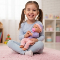 Легнало бебе с биберон и 10 звука – нежна коледна играчка за грижа и обич Babylove Playset FS-22132 FS-22132