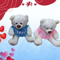 Продаръчно плюшено бяло мече с цветна тениска LOVE FS-12732 FS-12732