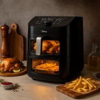 Еър Фрайър 2 в 1 - 11L - Midea MAD1100DADK - С две зони за готвене, 10 програми и 360° циркулация на въздуха FS-21286 FS-21286