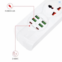 Универсален тип разклонител с три гнезда и USB букси TV1466 TV1466