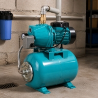 Хидрофорна система с помпа 750W и разширителен съд 50L – Пълен комплект за водоснабдяване и напояване FS-23396 FS-23396