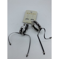 Обеци халки с две кожени ленти и топче А113 FS-5620 FS-5620