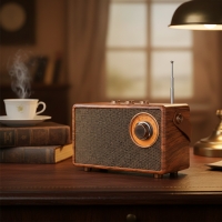 Bluetooth радио колонка AS23, 5W, 1500mAh, Кафява в ретро стил с кожена дръжка FS-22658 FS-22658