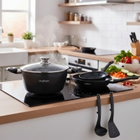 Комплект съдове за готвене 6 части Cheffinger – тенджера 24 см, тигани 24 и 28 см, за индукция FS-22379 FS-22379