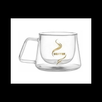 Чаша за кафе 200 мл. от двустенно боросиликатно стъкло,COFFEE послание,термоустойчива TV1375 FS-16751 FS-16751