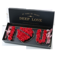 Подаръчна кутия с червени рози с надпис I LOVE YOU - LOVE BUKET RED FS-6729 FS-6729