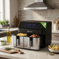 Фритюрник с горещ въздух XXL 9L, 2 камери, 8 програми, Двойно готвене & Синхронизиран финал, LQ-201S AF11 AF11