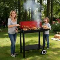 Градинско барбекю на колела, емайлирана стомана, 4 степени + Подарък 3 прибора BBQ01 BBQ01