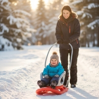 Мултифункционална детска шейна с функция родителски контрол Snow Scooter FS-2909 FS-2909