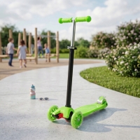 Детска сгъваема тротинетка 21st Scooter със светещи силиконови колела, Зелена FS-23041 FS-23041